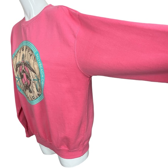 Sunsations Destin Florida Pink Sea Turtle Palm Tree Crew Neck Sweatshirt Large - Picture 6 of 12